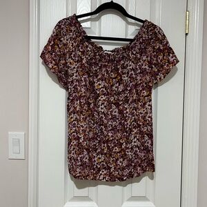 Chic Floral Blouse - Burgundy and White